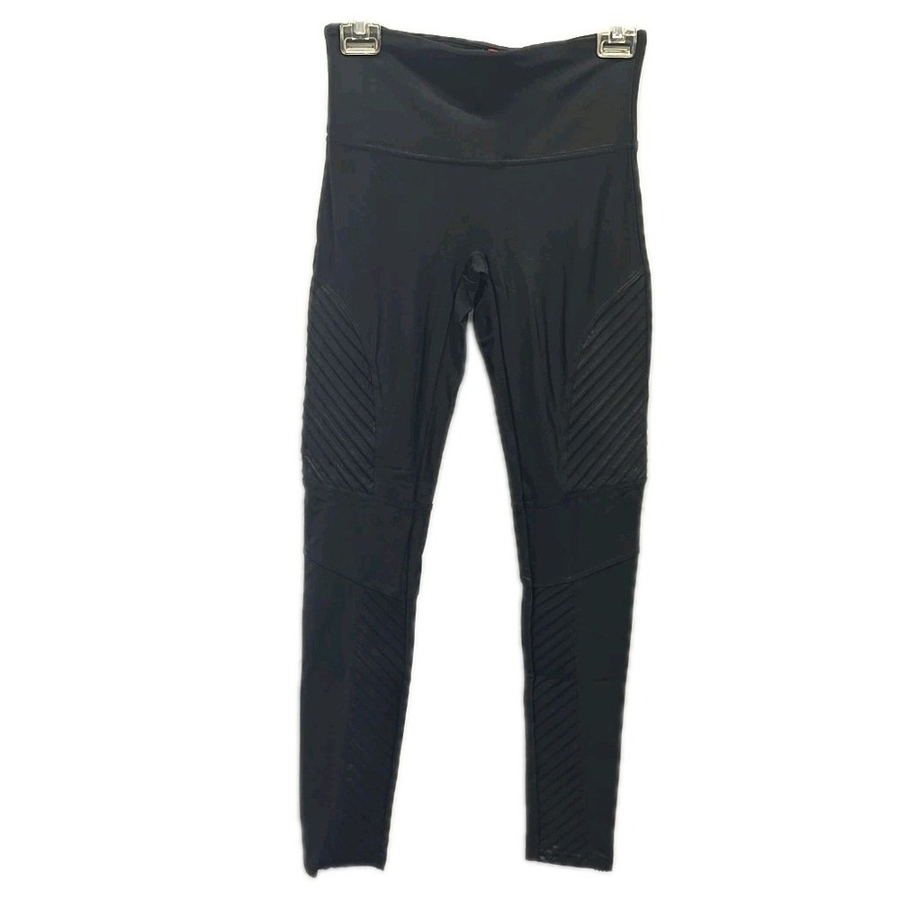 Spanx Black Moto Leggings High Rise Shaping Activewear Athleisure Size M